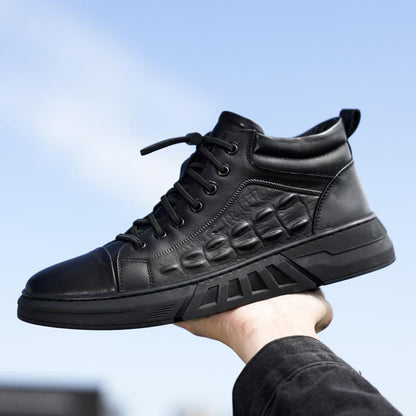 Pure Color Tied Trendy Wild Youth Men's Shoes Black GlamzKart
