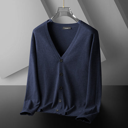 Thin Trendy Casual Outdoor Cotton Knitwear Black Sweater Dark Blue GlamzKart
