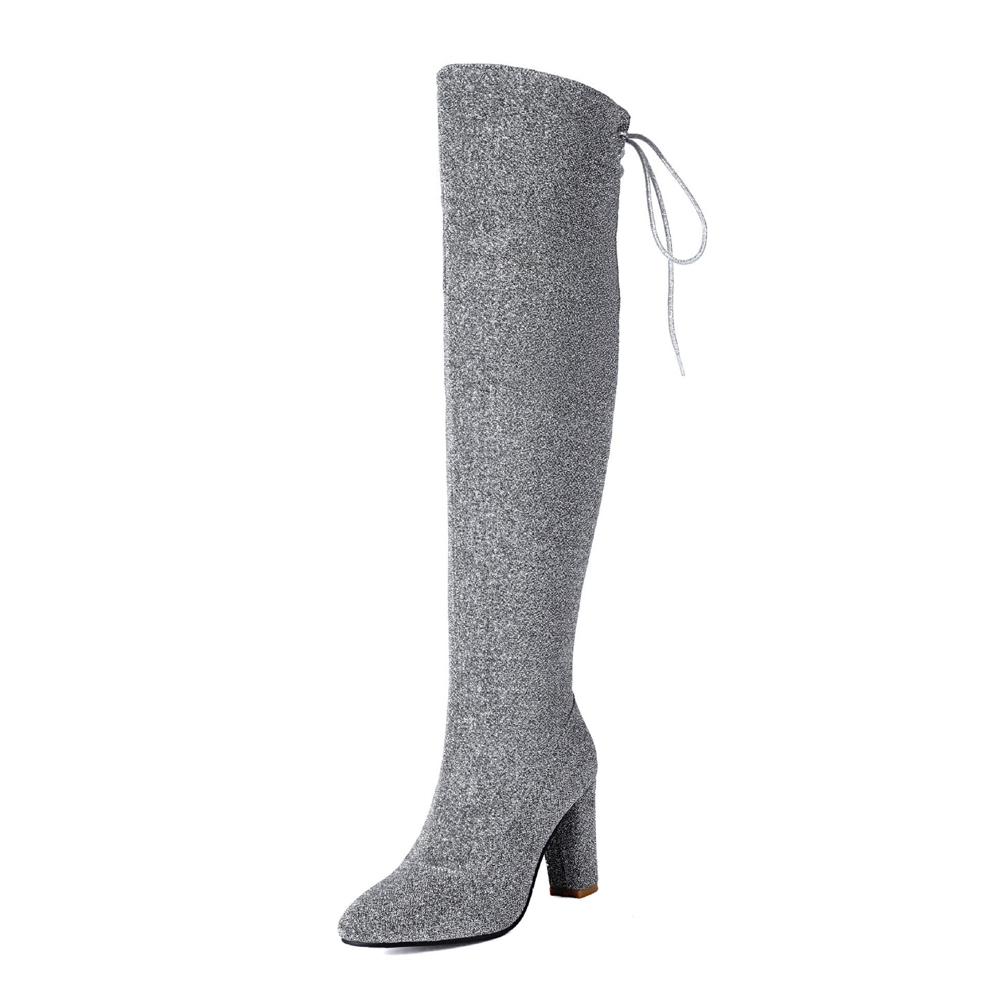 Over-the-knee Nightclub Knight 40-47 Large Size Boots Silver GlamzKart