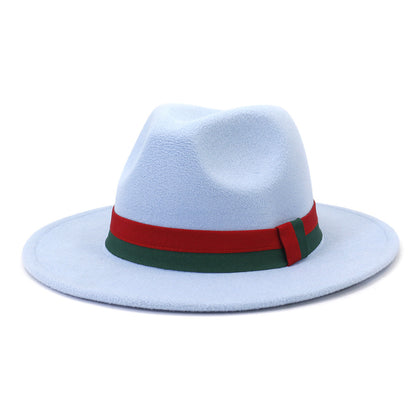 Big Brim British Style Woolen Jazz Top Hat Sky Blue 58cm GlamzKart