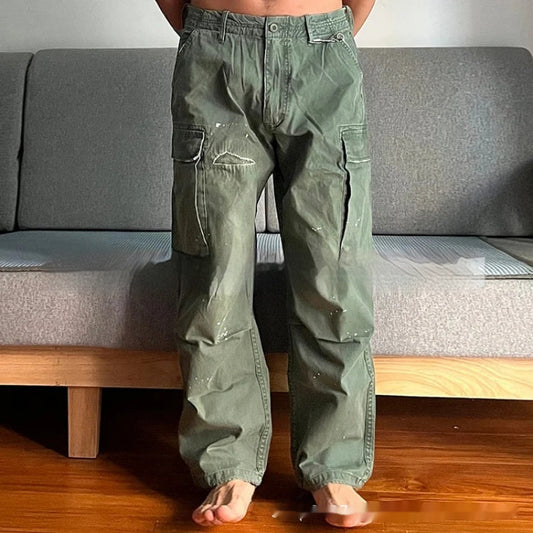 Men's Large Loose Pockets Wear-resistant Washing Paratrooper Pants GlamzKart