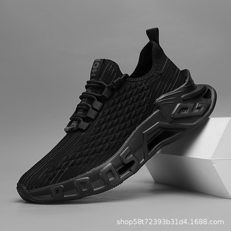 Plus Size Breathable Mesh Surface Popular Leisure Sports Running Blade Men's Shoes Black GlamzKart