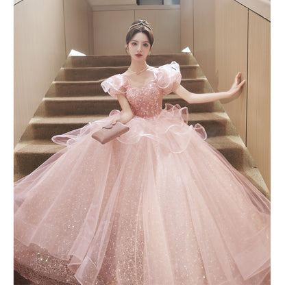 Evening Dress Women's Banquet Ceremony Exam Super Fairy Princess Pink GlamzKart