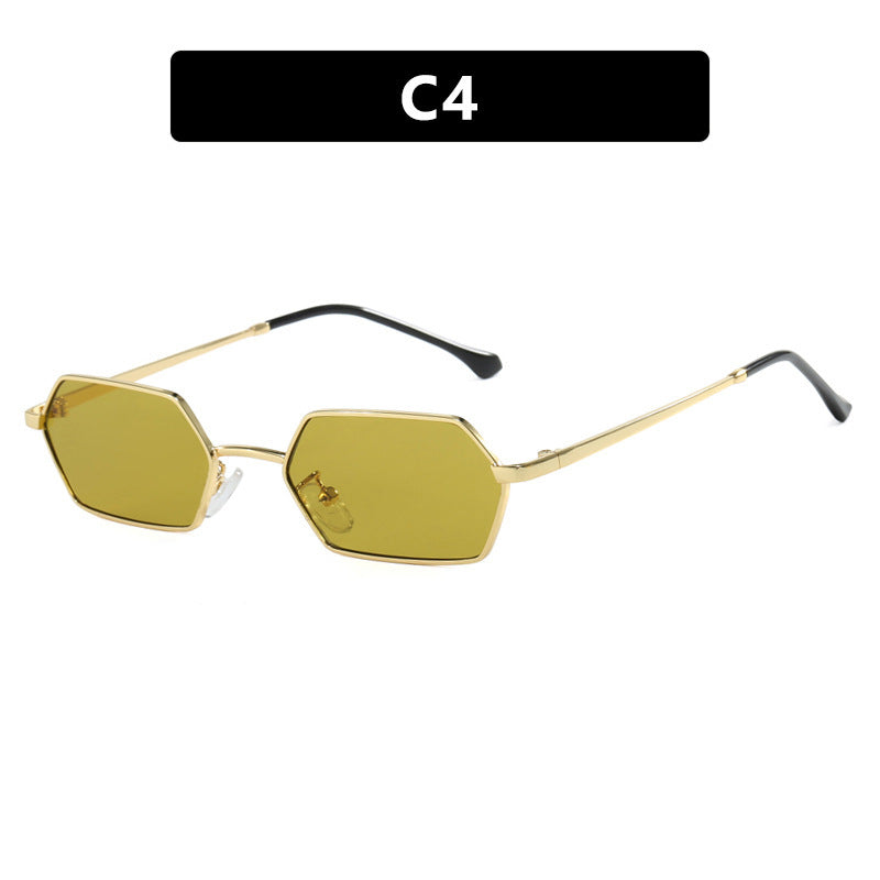 Women's Fashion Personality Polygonal Sunglasses As Shown In The Figure Gold Frame Green Piece GlamzKart