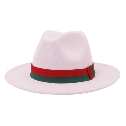 Big Brim British Style Woolen Jazz Top Hat Pink 58cm GlamzKart