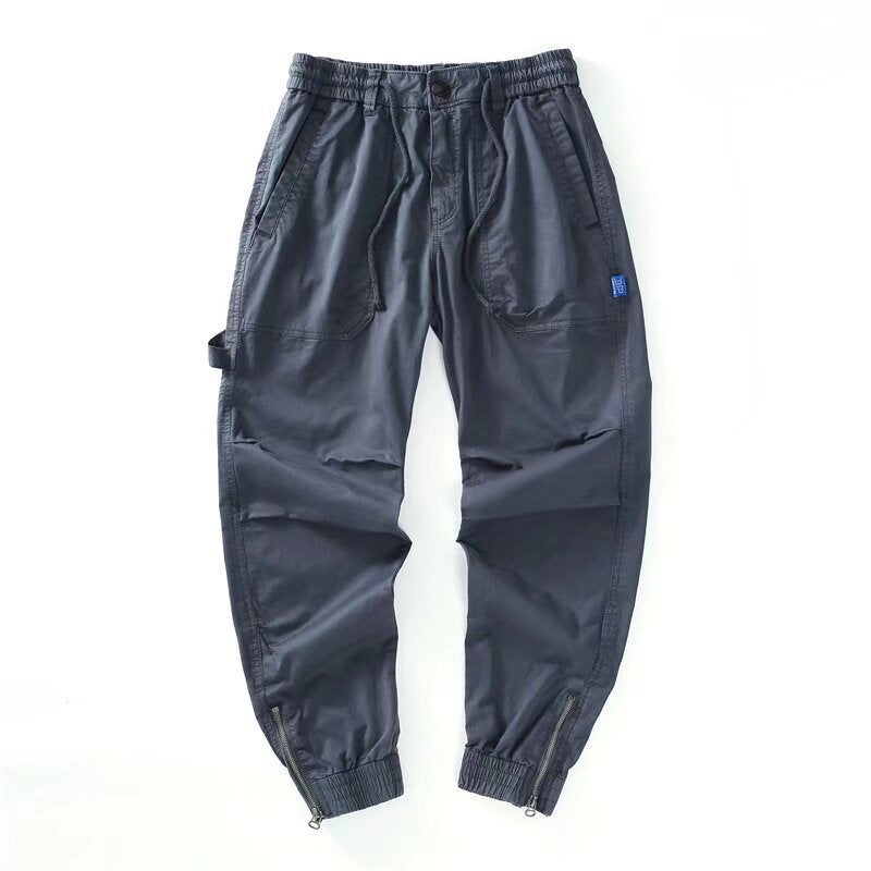 Loose-fit Tappered Men's Plus Size Loose All-matching Casual Trousers Gray GlamzKart