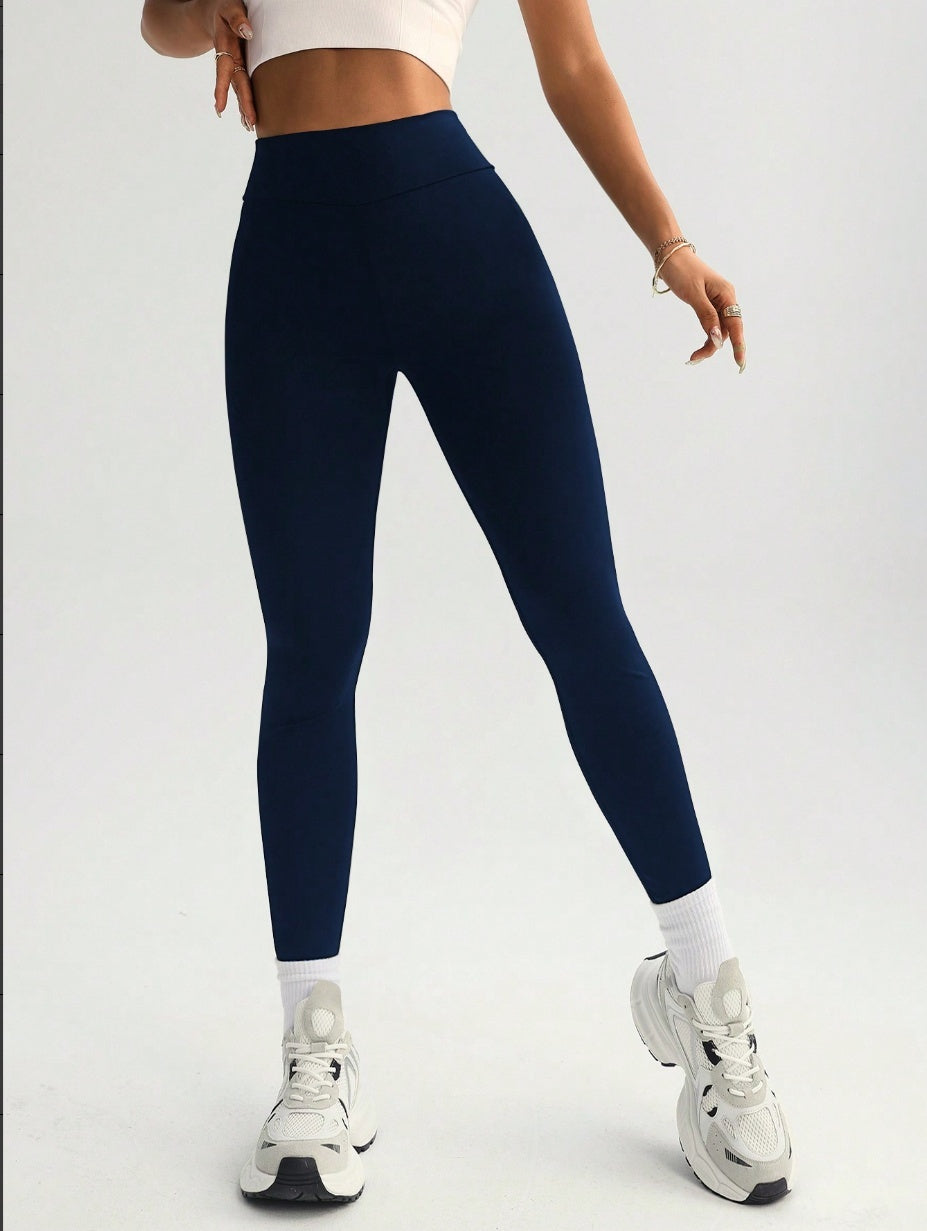High Elastic Quick-dry Hip Raise Sports Yoga Pants Dark Blue GlamzKart