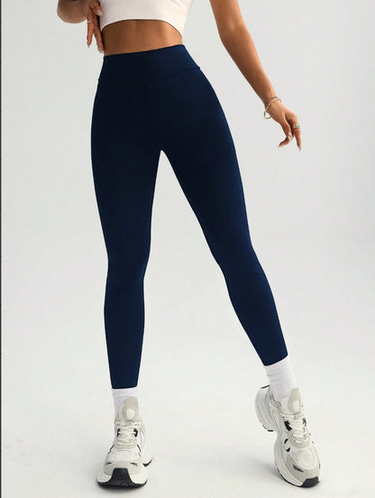 High Elastic Quick-dry Hip Raise Sports Yoga Pants Dark Blue GlamzKart