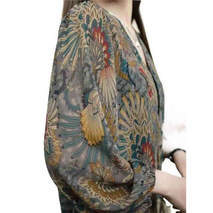 Fashionable Floral Shirt Women's Printed Thin Coat