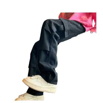 Loose Straight Heavy Stone Washed Retro Casual Denim Trousers GlamzKart