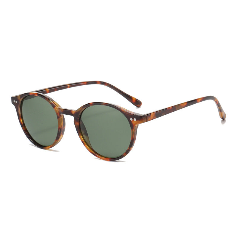 Round Polarized Full Rim Frame Sunglasses Milk Tea Hawksbill Frame GlamzKart