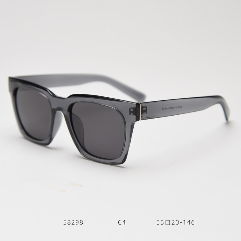 Box TR90 Polarized Sun Glasses Trendy Fashionable Man Female Online Influencer Transparent Gray Gray C4 GlamzKart