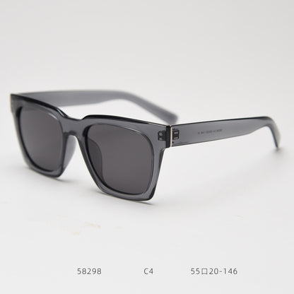Box TR90 Polarized Sun Glasses Trendy Fashionable Man Female Online Influencer Transparent Gray Gray C4 GlamzKart