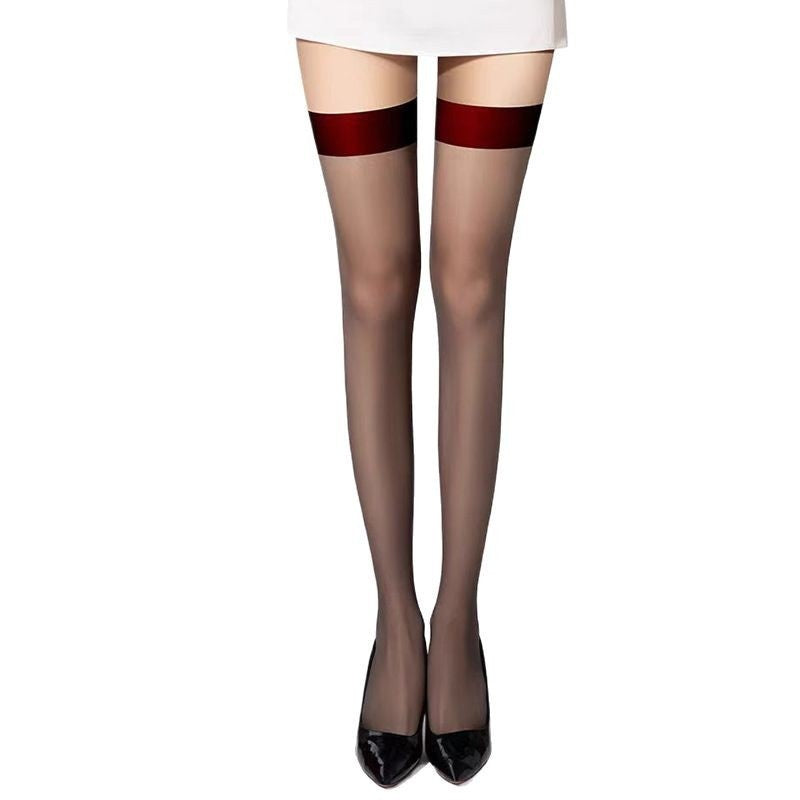 Thigh Stockings Women's Red Edge Black Edge Stockings Thin Black Silk GlamzKart