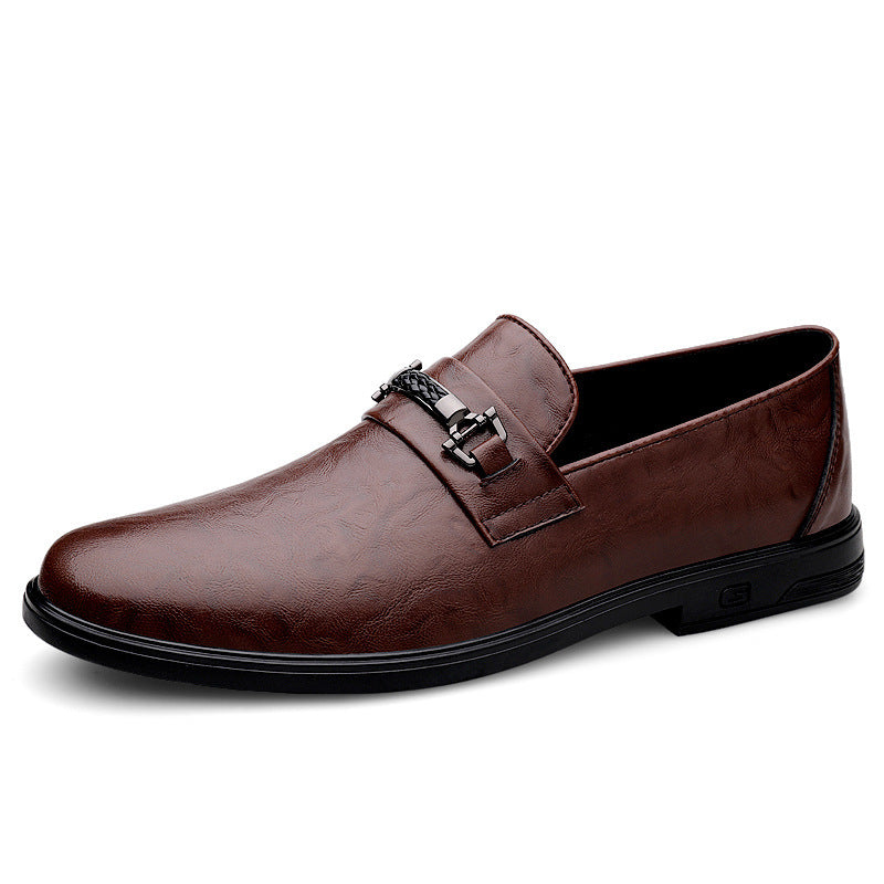Gentleman Formal Wear Low-top Slip-on Cowhide Shoes GlamzKart