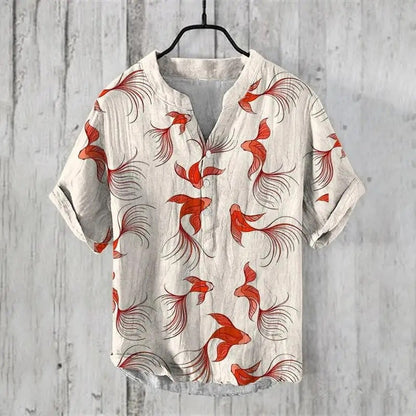 Summer Beach Casual Men's Clothing Short Sleeve V-neck ZC177 GlamzKart
