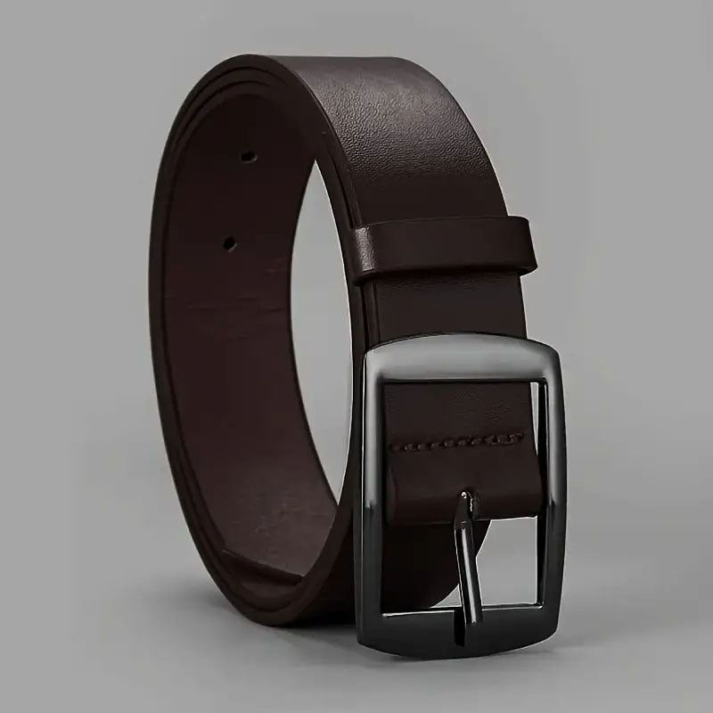 Men's Pin Buckle PU Microfiber Eyelet Belt Fashion Casual Belt Brown E GlamzKart