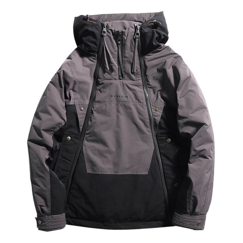 Double Zipper Design Trendy Casual Down Niche Warm Jacket GlamzKart