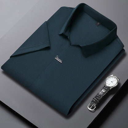 Ice Silk Short Sleeve Men's Fashion Casual Lapel Clam Green GlamzKart