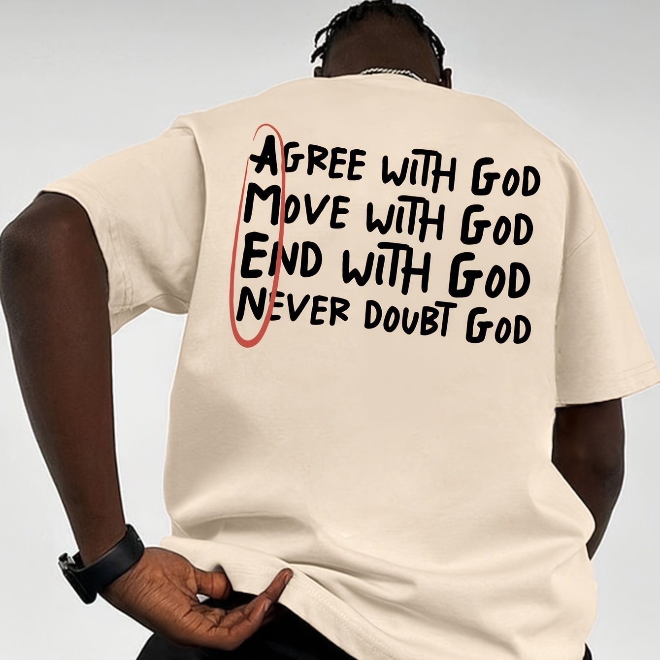 Simple Casual Men's Letter Short Sleeve T-shirt Apricot GlamzKart