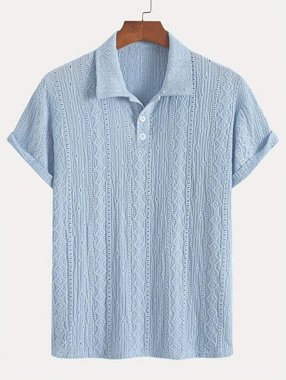 Men's Breathable Hollow-out Lightweight Casual Top Sky Blue GlamzKart