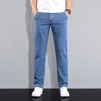 Versatile Stretch Korean Style Slim Fit Trousers Light Blue GlamzKart