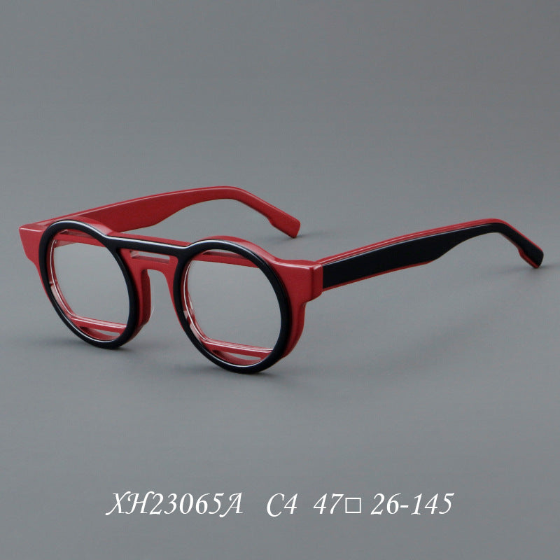 Sheet Metal Eyeglass Frame Retro Frame C4 Black And Red GlamzKart