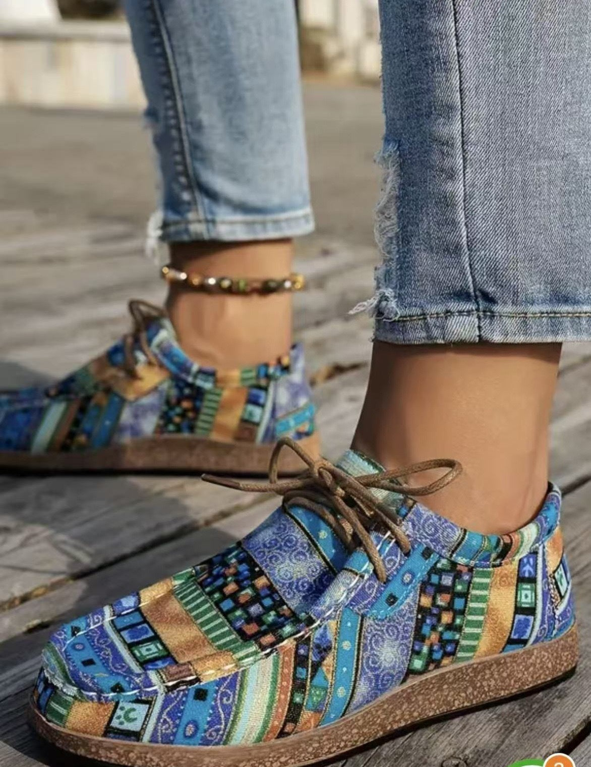 Color Graffiti Canvas Flat Bottom Pumps Blue GlamzKart