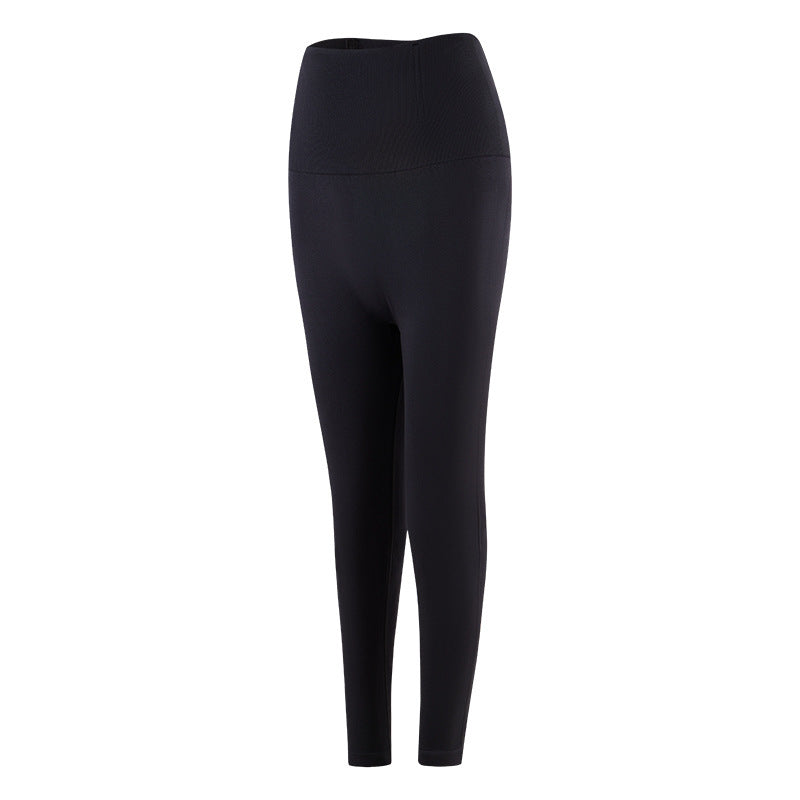 High Waist Belly Contracting Running Sports Fitness Hip Raise Yoga Pants Black GlamzKart