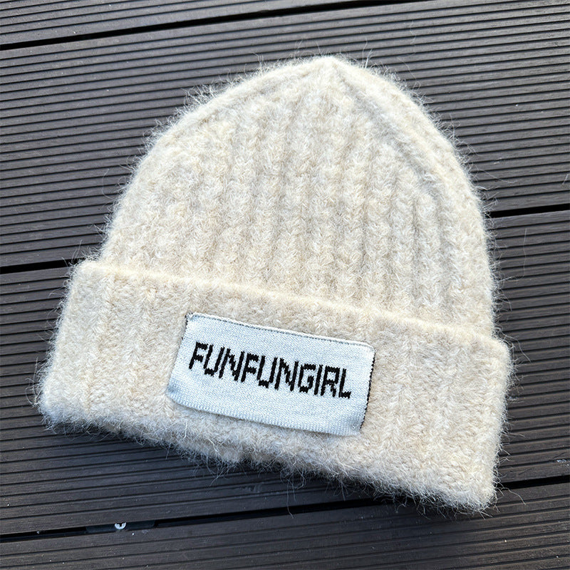 Simple All-matching Warm Sleeve Cap Windproof And Cold-resistant Ear Protection Beige Free Size GlamzKart