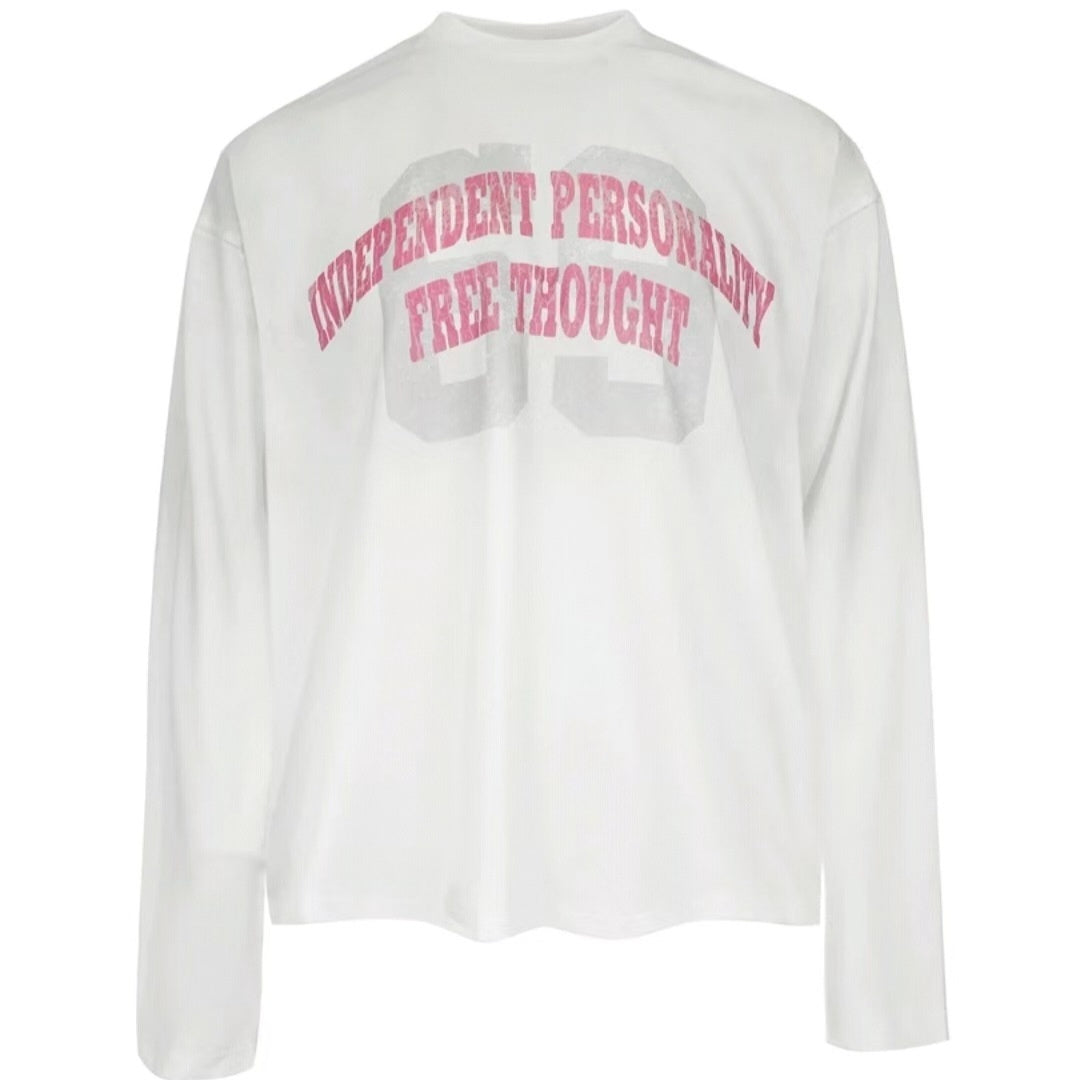 Spring And Autumn Pure Cotton Men And Women Loose Casual Top Long Sleeve White 2Style GlamzKart