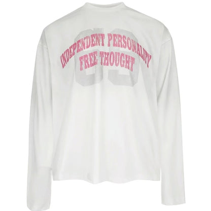 Spring And Autumn Pure Cotton Men And Women Loose Casual Top Long Sleeve White 2Style GlamzKart