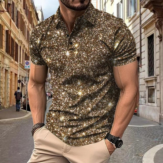 Polo Shirt Digital Printing Button Street Casual T-shirt GlamzKart