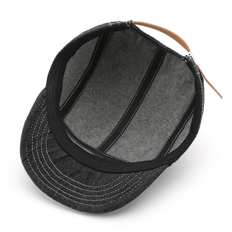 Solid Color Light Board Short Brim Washed Denim Baseball Cap GlamzKart