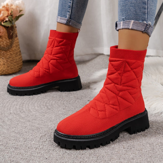 Flying Woven Plus Size Thick Bottom Casual Outdoor Martin Boots GlamzKart