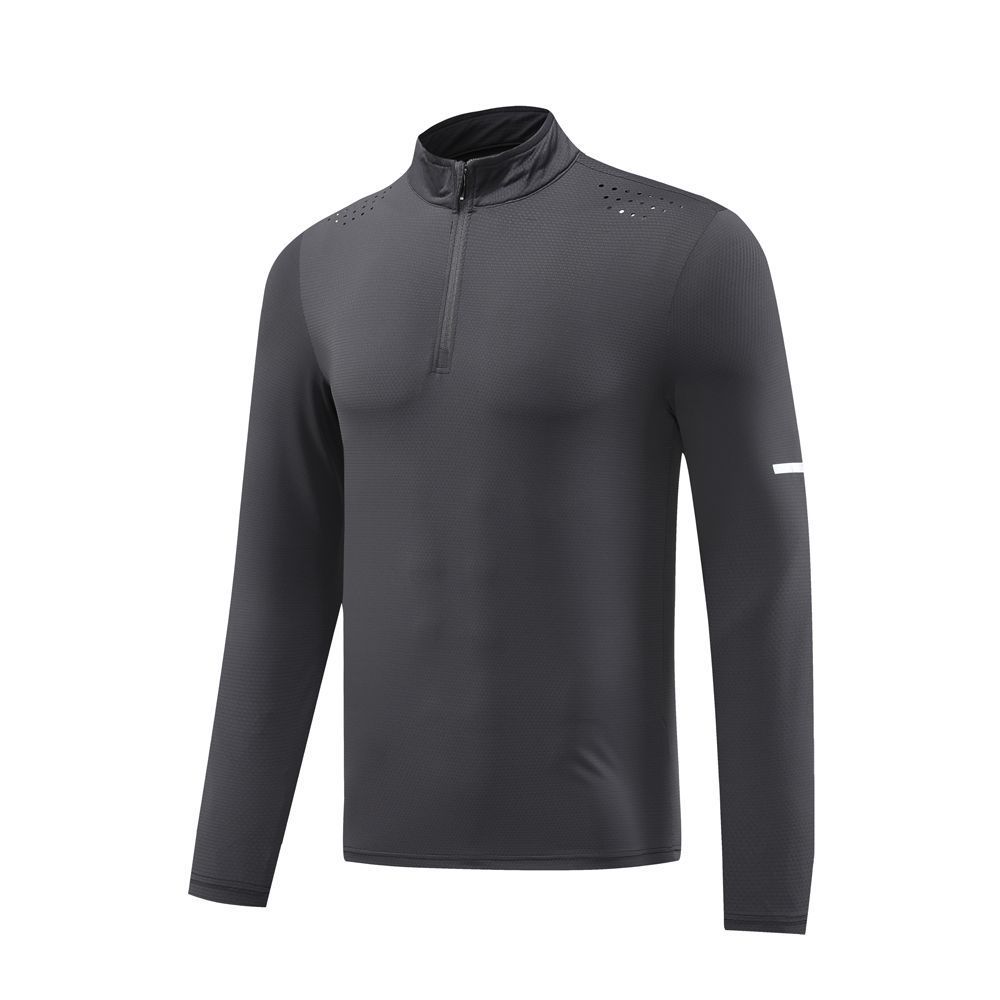 Training Running Quick Drying Clothes Outdoor Casual Stretch Quick-drying Exercise T-shirt Long Sleeve Men Dark Gray GlamzKart
