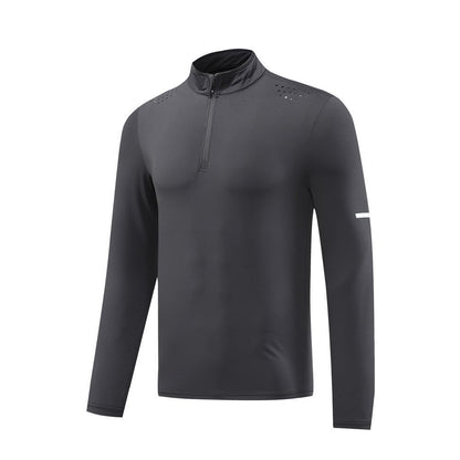 Training Running Quick Drying Clothes Outdoor Casual Stretch Quick-drying Exercise T-shirt Long Sleeve Men Dark Gray GlamzKart