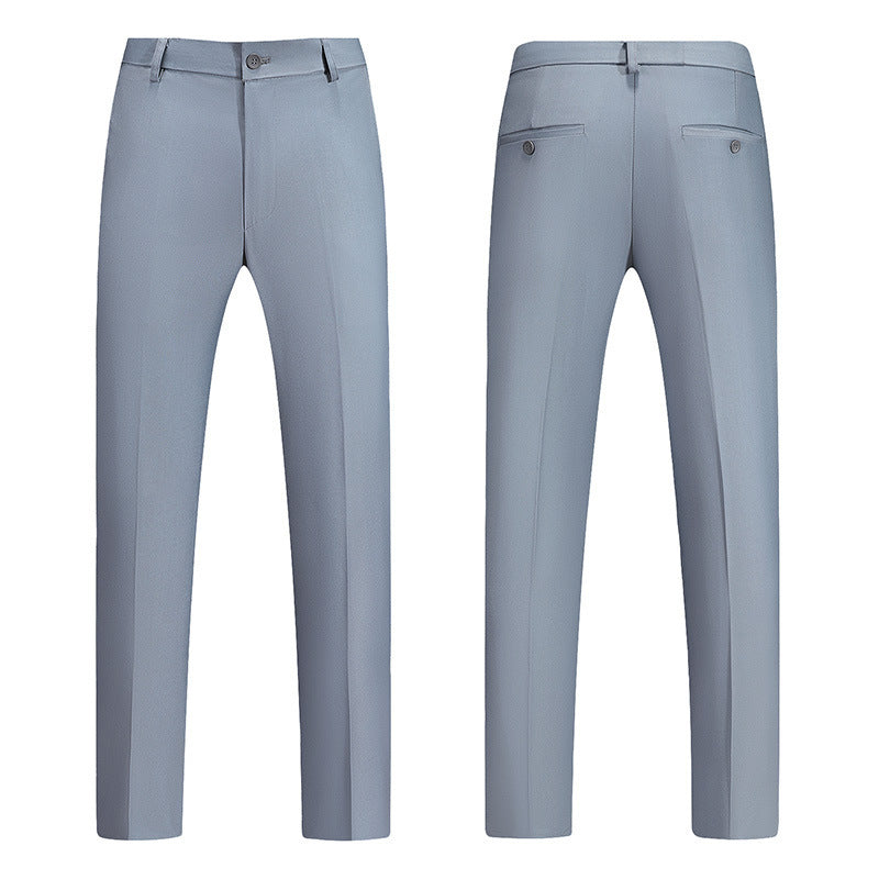 New Boys Straight Solid Color Business Wear Draping Effect Casual Suit Pants GlamzKart