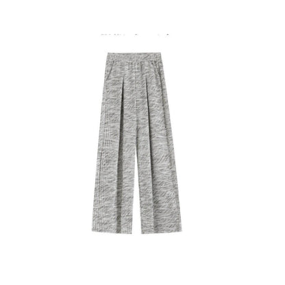 Atmosphere Gray Plaid Women Loose And Idle Slimming And Wide Leg Casual Pants Gray GlamzKart