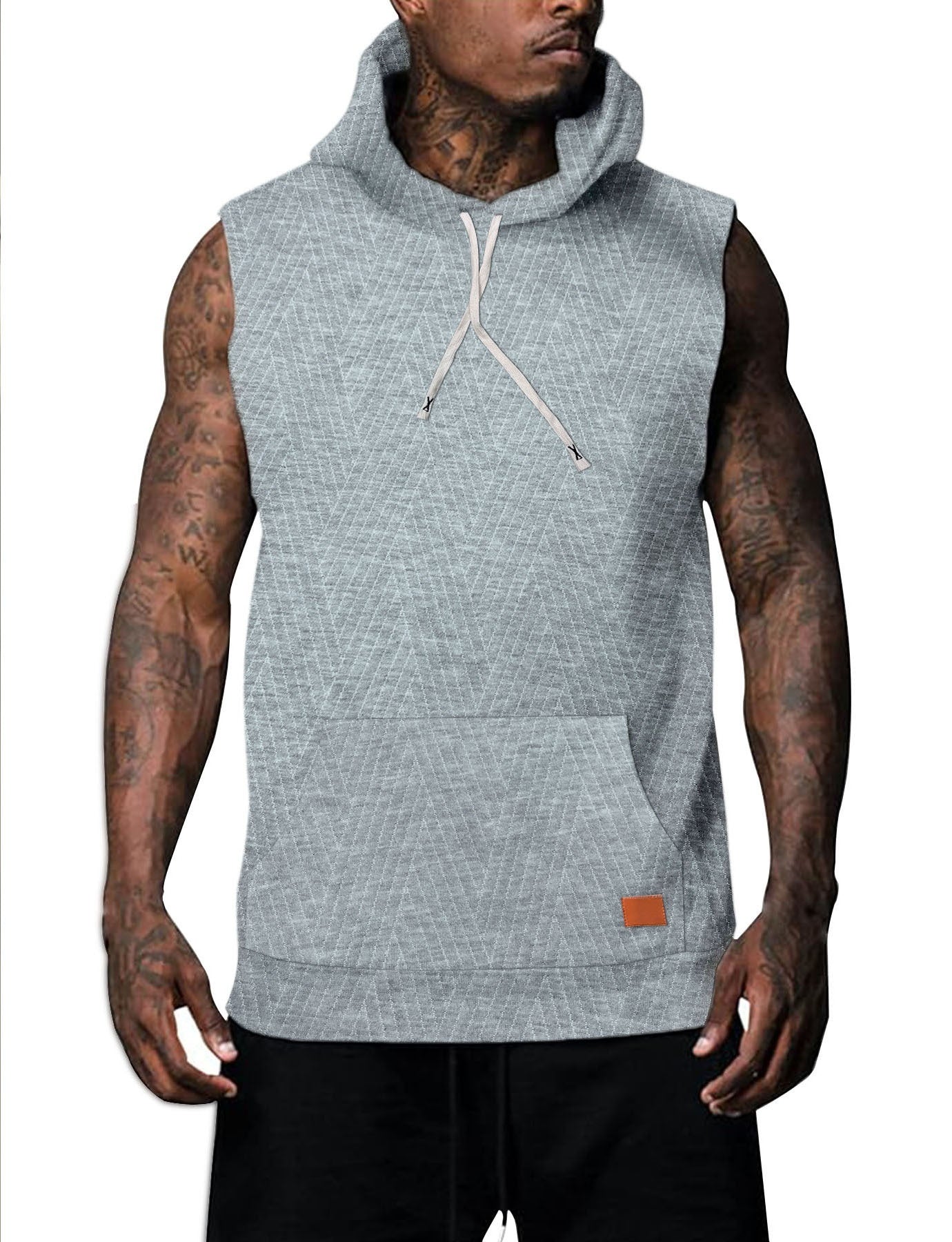 Sleeveless Vest Top Men's Waistcoat Hooded Gray GlamzKart