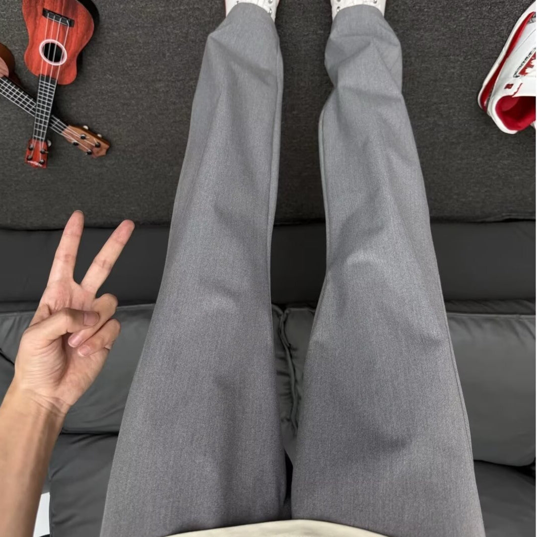 Black Willow Leaf Machete Straight Casual Pants Gray GlamzKart