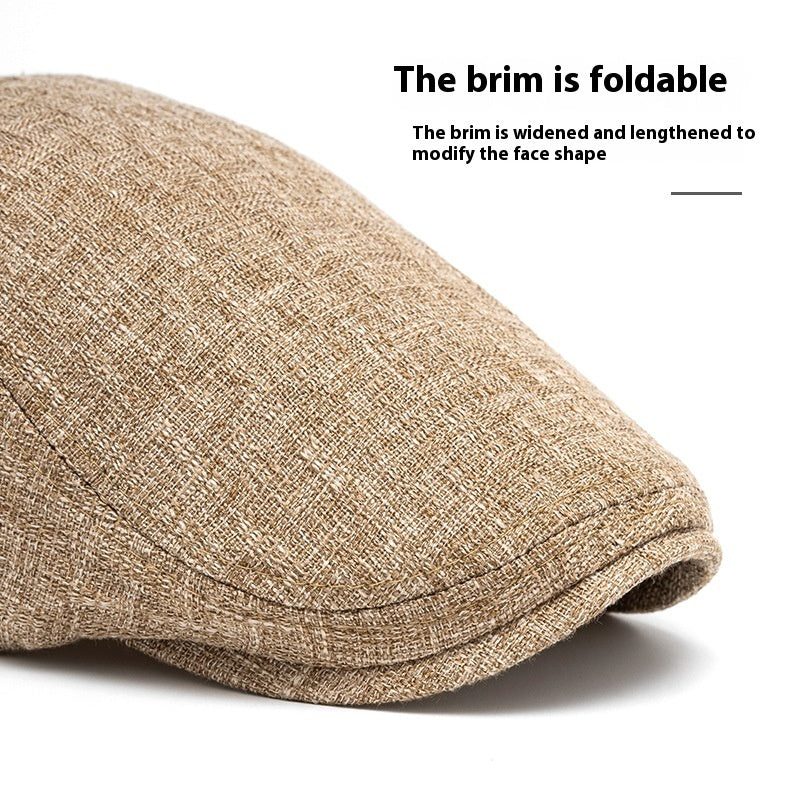 Breathable Cotton And Linen Beret Men's Retro Peaked Cap GlamzKart
