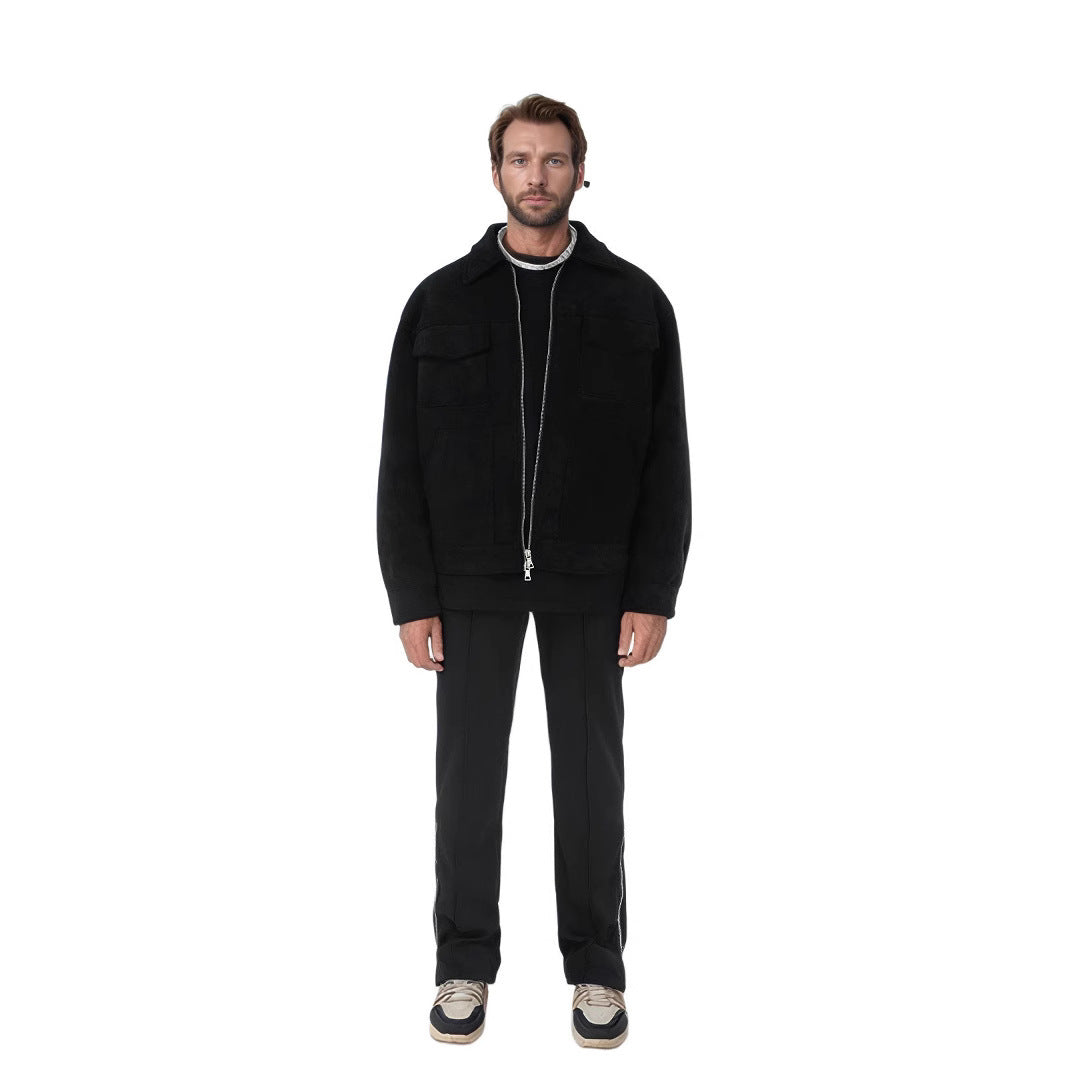 Fashion Men's Fur Zipper Big Pocket Jacket Coat GlamzKart