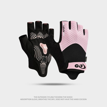 Cycling Gloves Half Finger Outdoor Mountain Bike Shock Absorption Non-slip Breathable XG78 Prunus Mume Pink GlamzKart