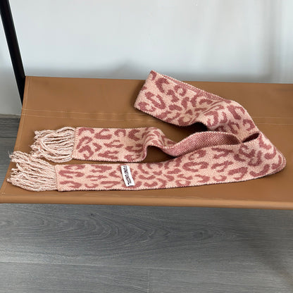 Korean Style High-grade Wool Knitted Small Scarf Pink GlamzKart