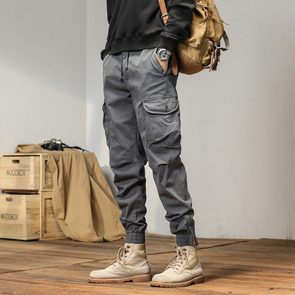 Overalls Men's Slim-fitting Ankle-tied Casual Pants Men's Pants Summer Trousers Gray GlamzKart
