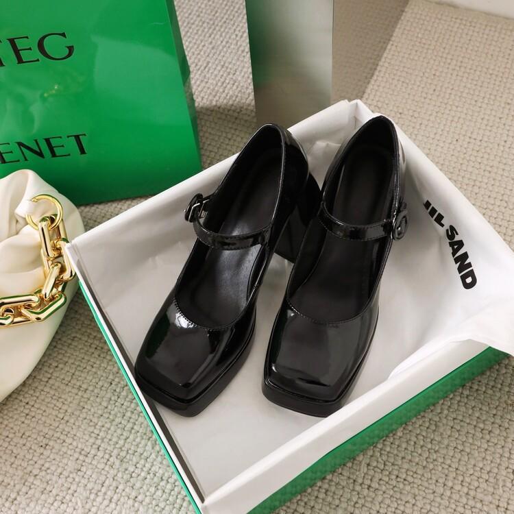 Japanese All-match Lolita Retro Patent Leather Thick High Heels Women GlamzKart