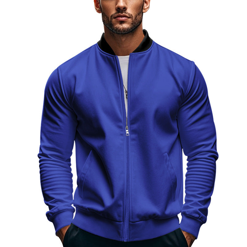 Long-sleeve Zipper Baseball Uniform Coat Jacket Sapphire Blue GlamzKart