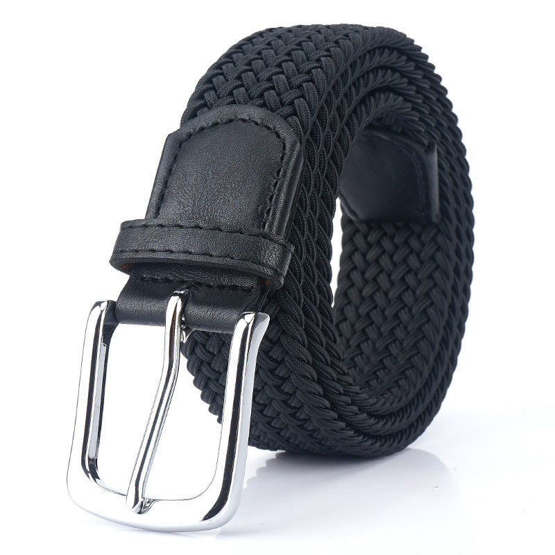 Silk Elastic Woven Elastic Men's Women's Belt Canvas Belt Black GlamzKart