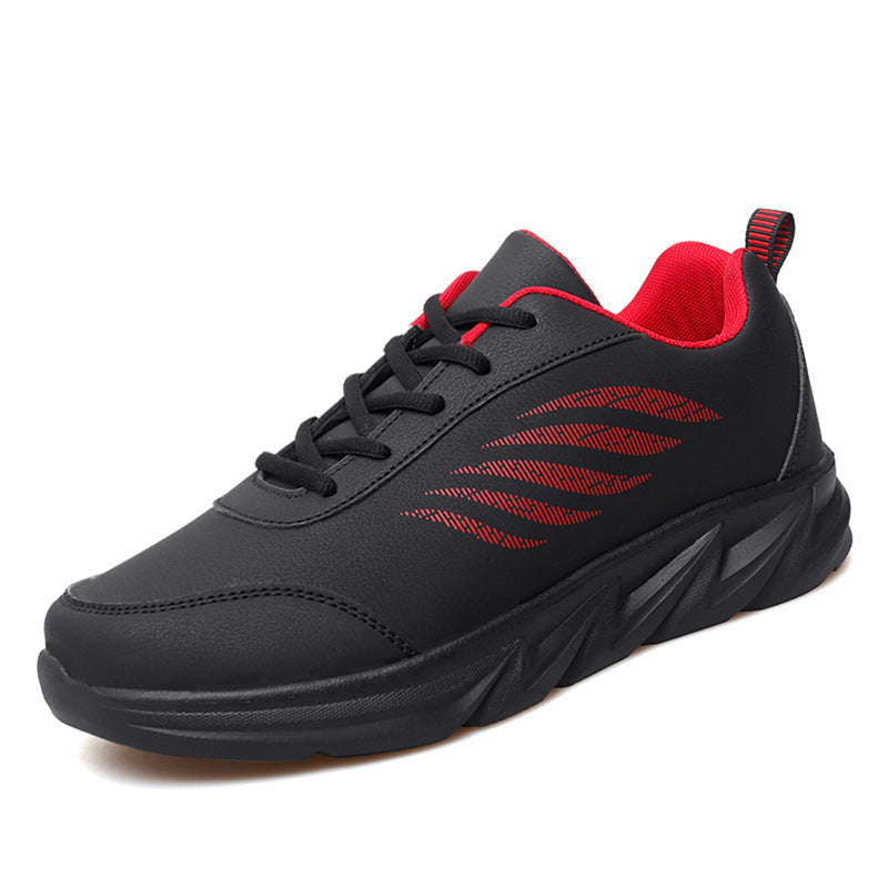 Men's Soft Bottom Light Casual Shoes Teenagers Autumn And Winter Leather Running Shoes GlamzKart